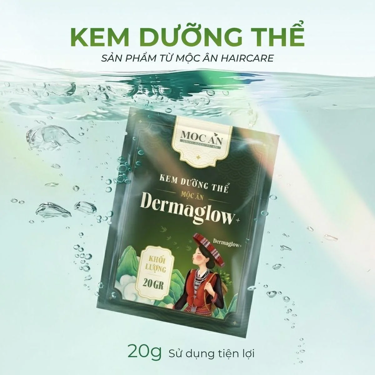 Kem Dưỡng Thể Mộc Ân Dermaglow 20g - Dưỡng Ẩm Body, Da Mềm Mịn Đều Màu
