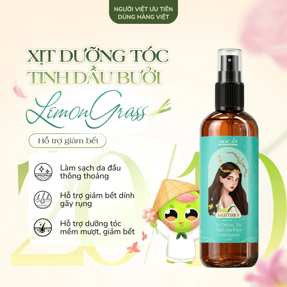 Xịt Dưỡng Tóc Tinh Dầu Bưởi Mộc Ân Lemongrass 120ml – Giảm bết nhanh, sạch thoáng