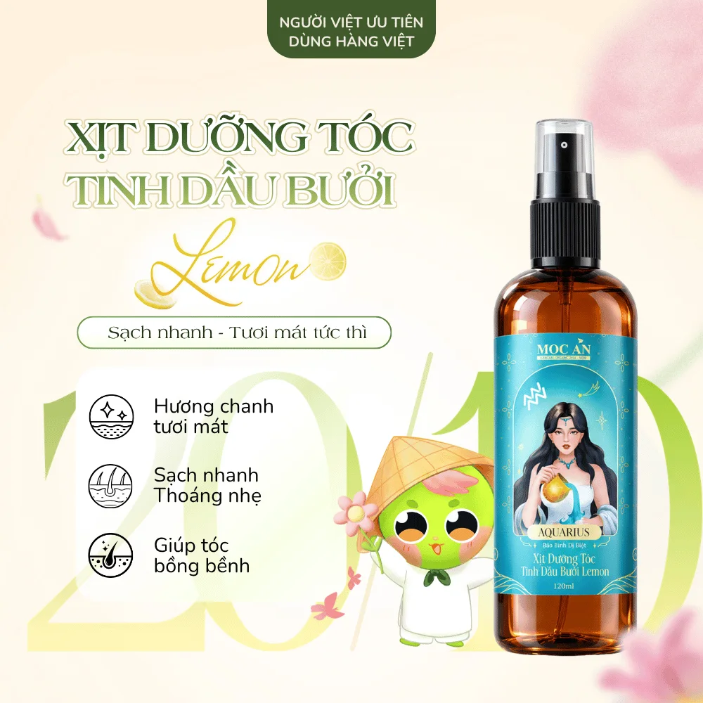Xịt Dưỡng Tóc Tinh Dầu Bưởi Mộc Ân Lemon 120ml – Sạch nhẹ, tươi mát