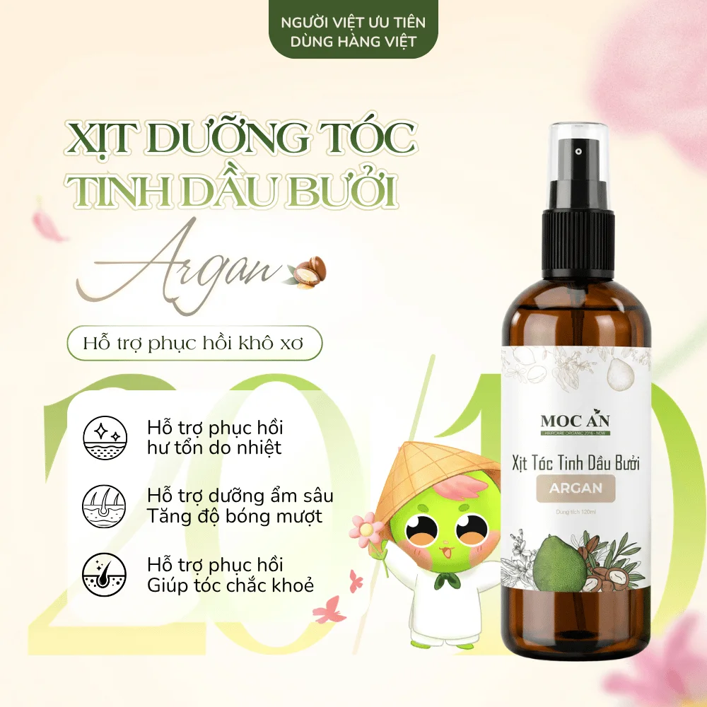 Xịt Dưỡng Tóc Tinh Dầu Bưởi Mộc Ân Argan 120ml – Phục hồi tóc khô xơ
