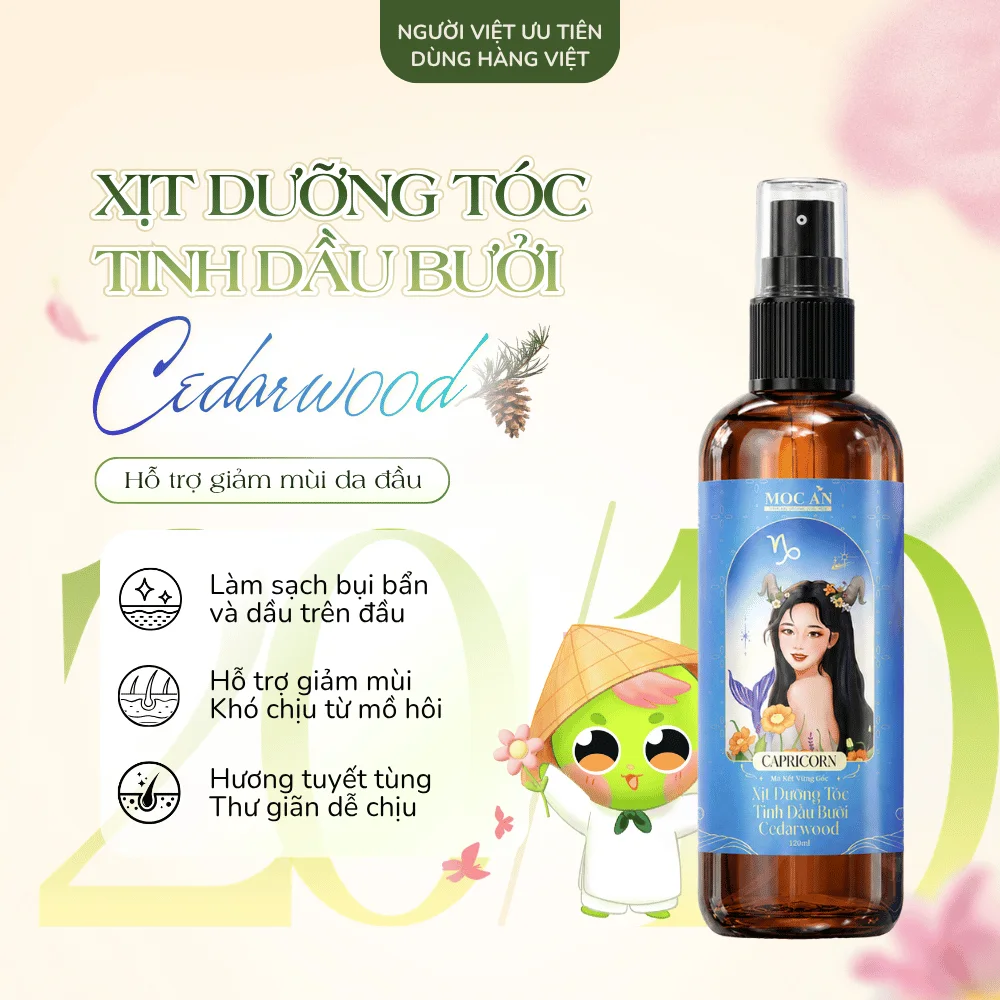 Xịt Dưỡng Tóc Tinh Dầu Bưởi Mộc Ân Cedarwood 120ml – Giảm mùi da đầu, sạch thoáng